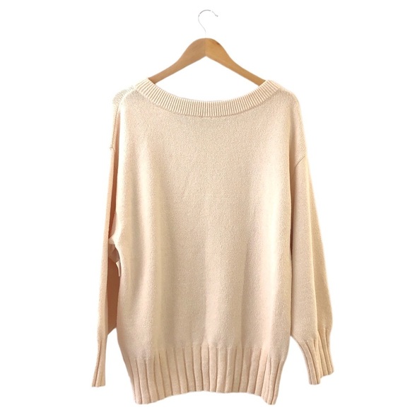 Free People Cream Knit Oversized Long Sleeve Sweater - Picture 2 of 4